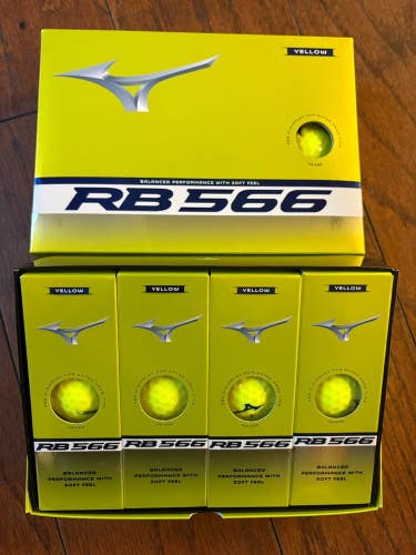 4 Dozen Mizuno RB566 2 Piece Golf Balls Yellow