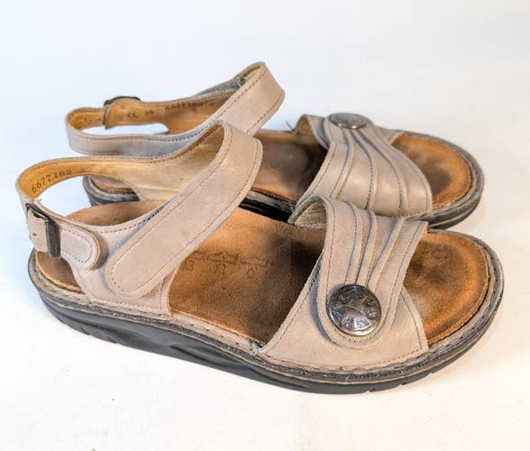 Finn Comfort Sausalito Beige Leather Slingback Sandals Women's Size: 36 / 5.5