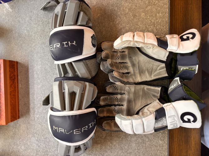 Georgetown Maverik Max Lacrosse Gloves and Arm pads  (Used)