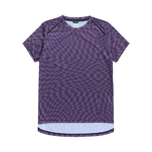 WOMENS LILIUM SS JERSEY; TWISTED CHECKERS DEEP PURPLE LG (New)