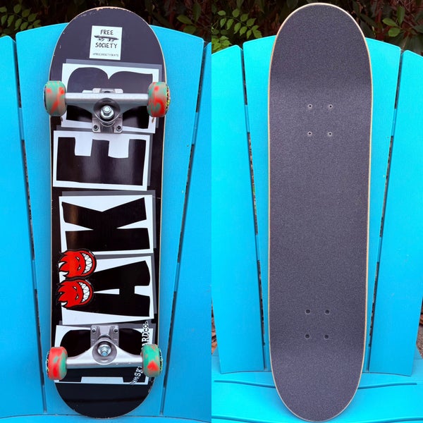 BAKER SKATEBOARDS LOGO COMPLETE SKATEBOARD 8.0 BLACK /WHITE 53MM SPITFIRE WHEELS