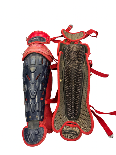 Used Rawlings SHIN GUARDS Catchers Leg Guards White/Red/Navy Adult 11682-S000137645