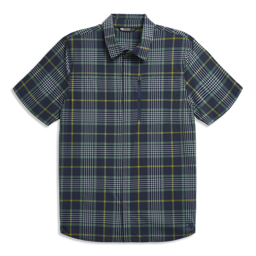 Men's Astroman Short Sleeve Sun Shirt Dark Navy Plaid M (New)