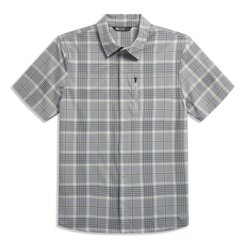 Men's Astroman Short Sleeve Sun Shirt Light Pewter Plaid XL (New)