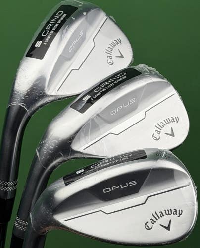 Callaway Opus Wedge Set LEFT Hand 52-10*, 56-12*, 60-10* Steel GW SW LW LH NEW!