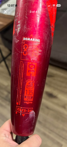 2024 DeMarini Zoa Composite USSSA Certified Bat (-10) 19 oz 29" (Used)