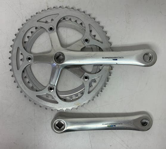 Vintage Shimano 600 Tricolor FC-6400 170mm 53/42 Silver Aluminum Double Crankset