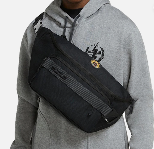 Size OS - Nike LeBron Crossbody Bag Black Waist Pack Shoulder Fanny Pack Db2478-