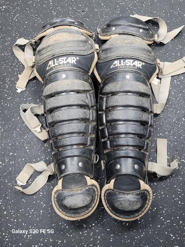 Used All Star LG1212LS Catchers Leg Guards Black Intermed 11849-S000043288