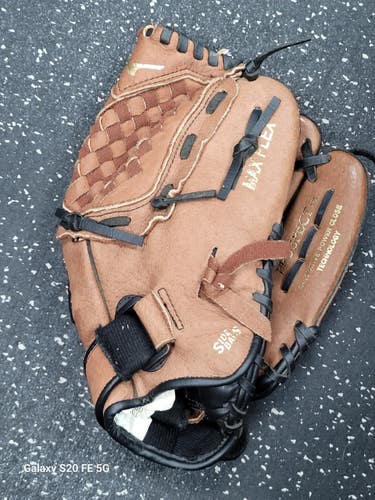 Used Mizuno POWER CLOSE BB/SB Glove RH Throw Brown 11" 11849-S000043194