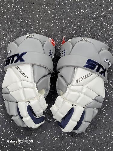 Used STX SURGEON 700 Gilman Lacrosse Gloves Mens Grey LG 11849-S000043177