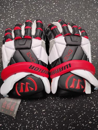 Warrior EVO QX Team 91 Lacrosse Gloves Mens White/Black/Red 13" 11849-S000043402