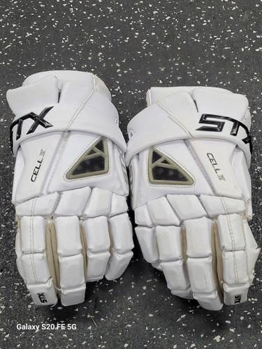 Used STX CELL IV Lacrosse Gloves Mens White 11" 11849-S000043331