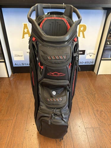 New Sun Mountain 2026 C-130 14 Way Cart Bag Steel / Back / Red