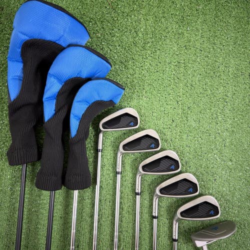 Top Flite Mens Golf Club Set Left Handed Driver 3 Wood 5H 6-PW Irons Putter
