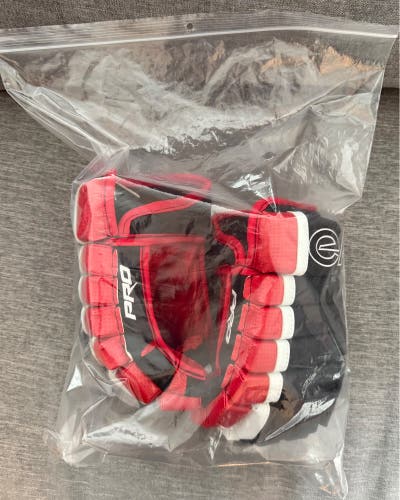 Eagle Aero Custom Pro Gloves 14" (New) - Hossa Cuff - Black/Red/White - Red leather palms