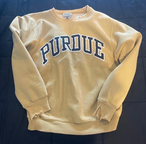 Yellow Men's Small Sweatshirt Vintage Purdue