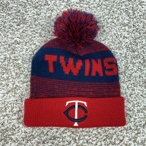 Minnesota Twins Hat Beanie Mens One Size Red Navy MLB Baseball Target Pom