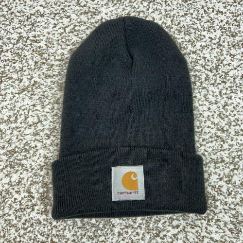 Carhartt Hat Beanie Mens One Size Black Knit A18 Logo Winter Workwear Casual