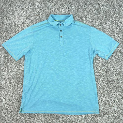 Tommy Bahama Polo Shirt Mens Large Blue Heather Performance Golf Casual Top