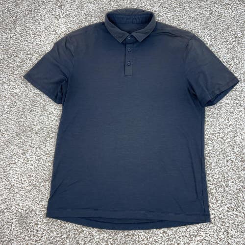 Lululemon Polo Shirt Mens Large Blue Solid Golf Performance Top Athletic Stretch