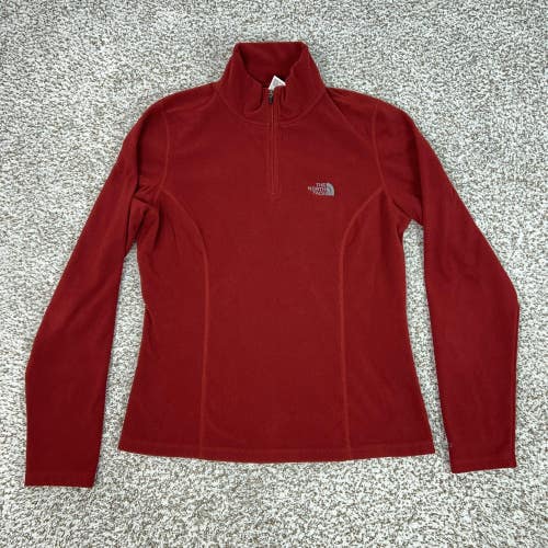 North Face Pullover Womens Small Red TKA 100 Fleece 1/4 Zip Long Sleeve Top