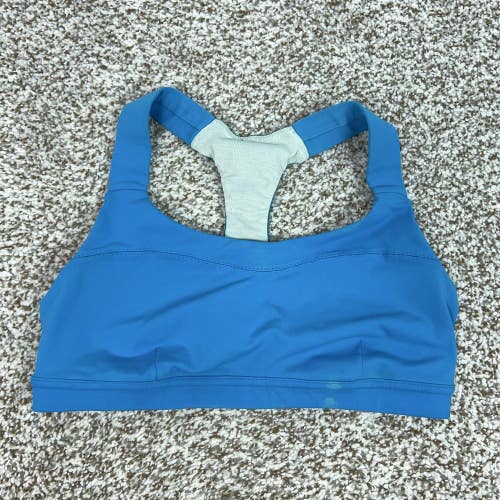Lululemon Sports Bra Womens 6 Blue Racerback Adjustable Mesh Workout Gym Logo