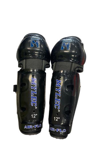 Used Mylec AIR-FLO Intermediate Shin Guards Black 12" 11859-S000033098