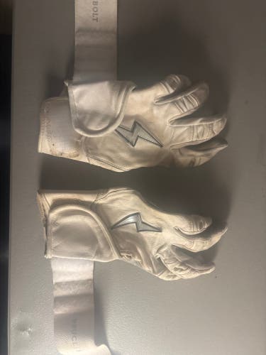 White Chrome Bruce Bolt High School Batting Gloves (Used) (Without Bag)