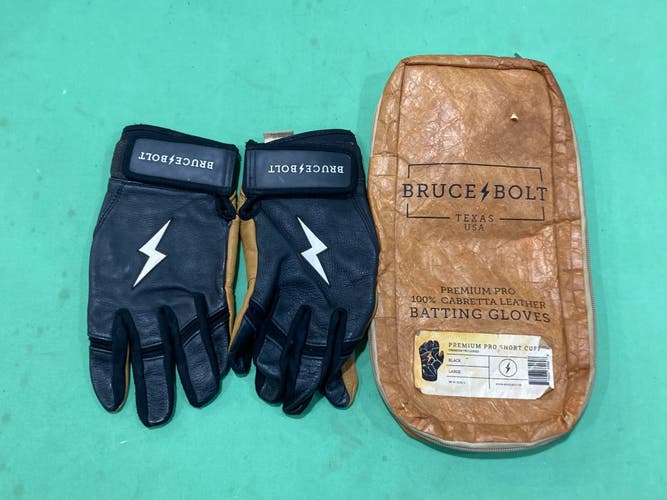 Used Large Bruce Bolt Premium Pro Short Cuff Batting Gloves | GREAT CONDITION