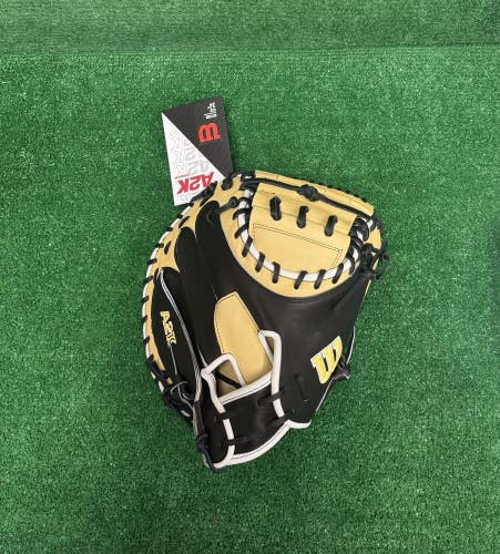 Wilson A2K 1734 34" Baseball Catchers Mitt - Classic Black and Blonde
