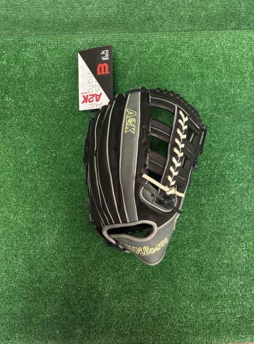 Wilson A2K 12.75" 1810 Right Handed Outfield Baseball Glove Black Charcoal Grey