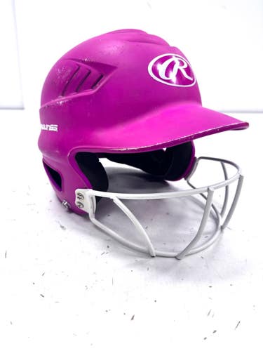 Used Rawlings 6 1/2- 7 1/2 Batting Helmet w/Mask Pink One Size 11860-S000314098