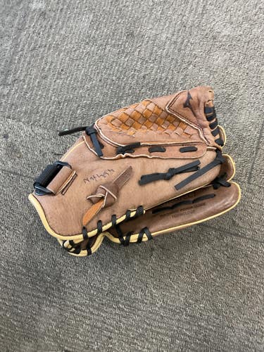 Used Mizuno POWER CLOSE BB/SB Glove RH Throw Brown 11 1/2" 11614-S000242730