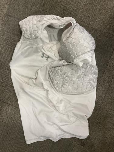 Used Under Armour RIB PAD SHIRT FB Top Youth White LG 11614-S000242570