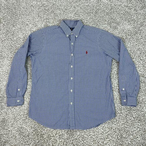 Ralph Lauren Shirt Mens Large Blue Check Long Sleeve Button Down Classic Casual