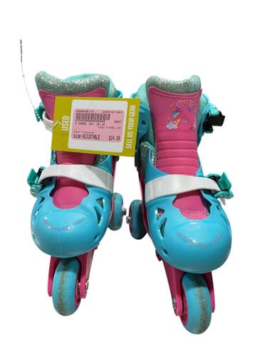 Used 3 WHEEL 2X1 Child Roller Quad Skates Turquoise Adjustable 11847-S000038115