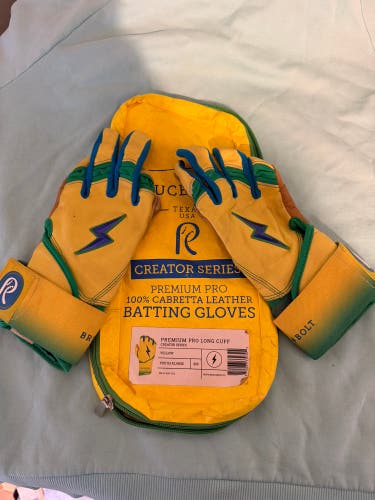 Bruce Bolt Youth XL Long Cuff Batting Gloves (Used) Coach Rac edition