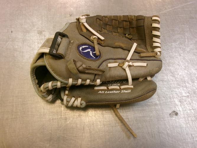 Used Rawlings SURE CATCH RH Throw Fastpitch Gloves Grey 12" 11339-S000206048