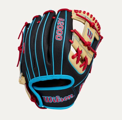 New A2000 11.5IN RHT BASEBALL GLOVE BLK/BLUE/RED 11834-WILWBG05501RT115