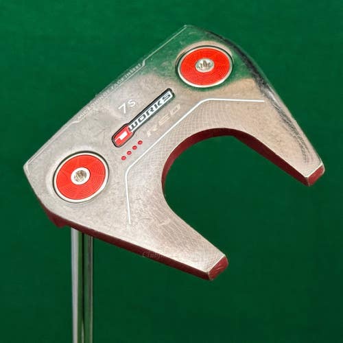 LH Odyssey O-Works 7s Red 35" Slant Neck Putter Golf Club W/ Super Stroke