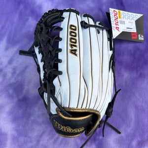 White Wilson A1000 LH Outfield Softball Glove 12.5" (New)