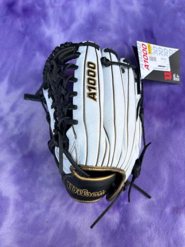 White Wilson A1000 LH Outfield Softball Glove 12.5" (New)