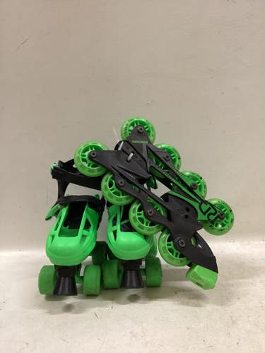 Used RollerDerby 3-6 ADJ Junior Roller Quad Skates Green Adjustable 11725-S000504217