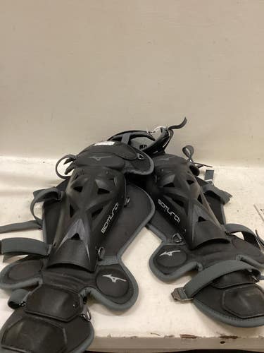 Used Mizuno SAMURAI Catchers Leg Guards Black Youth 11725-S000504522