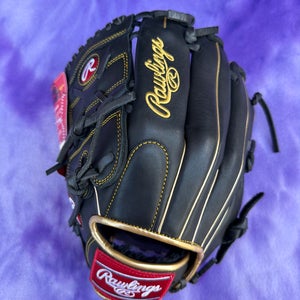 Black Rawlings R9 LH Pitcher's Baseball Glove 12" (New)