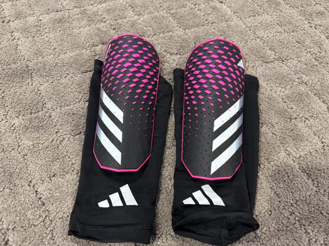 Adidas Predator League Shin Guards with Compression Sleeves – Black / Lucid Pink