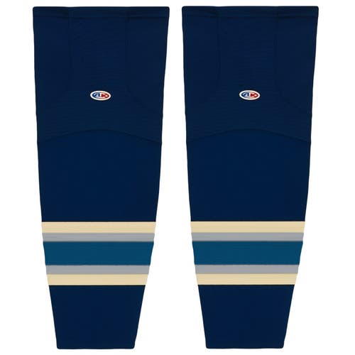 Athletic Knit HS2100-892 2010 Columbus 3rd Navy Cut&Sew Mesh Ice Hockey Socks - Youth 21"