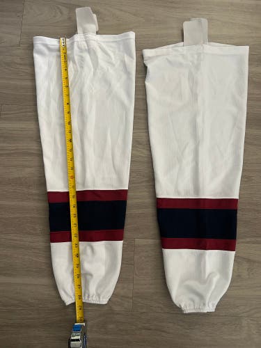 White Maroon and Navy Senior Athletic Knit Hockey Socks (New)