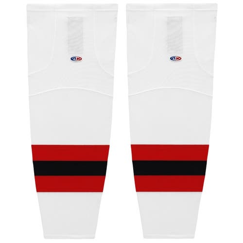 Athletic Knit HS2100-867 2017 New Jersey White Cut&Sew Mesh Ice Hockey Socks - Youth 21"